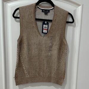 Nautica Tan Striped V-Neck Vest